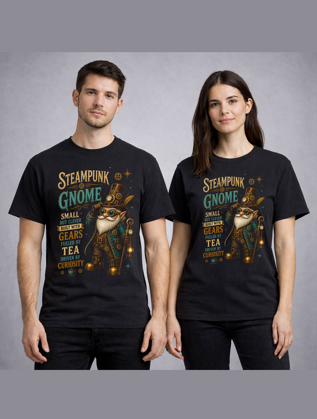 Steampunk Gnome Victorian Clockwork Gear Fantasy Graphic Unisex T-Shirt