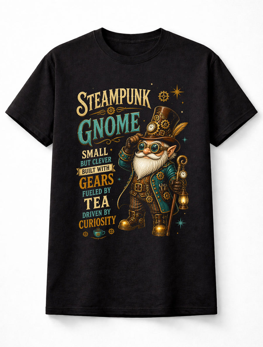 Steampunk Gnome Victorian Clockwork Gear Fantasy Graphic Unisex T-Shirt