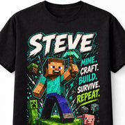 Minecraft Steve Mine Craft Build Survive Gamer Graphic Unisex T-Shirt