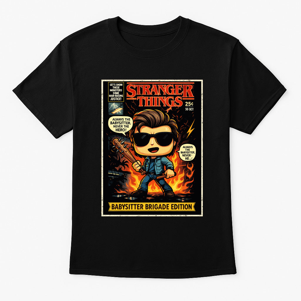 Stranger Things Steve Harrington Babysitter Brigade Edition Retro Comic Cover Unisex T-Shirt