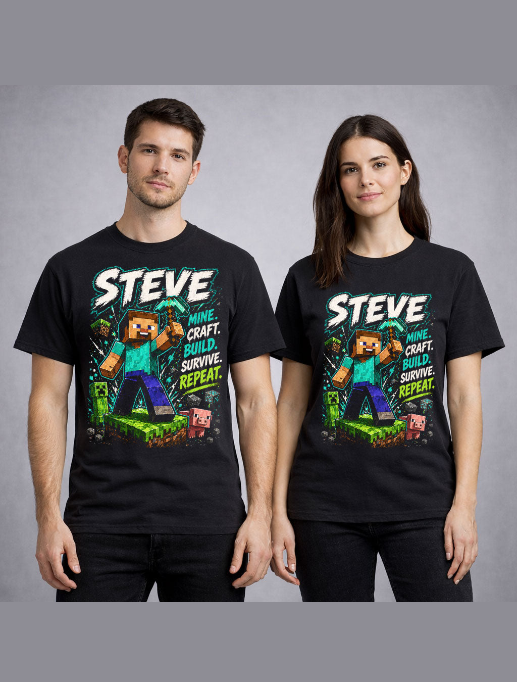 Minecraft Steve Mine Craft Build Survive Gamer Graphic Unisex T-Shirt