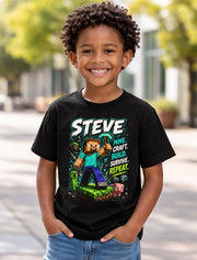Minecraft Steve Mine Craft Build Survive Gamer Graphic Unisex T-Shirt