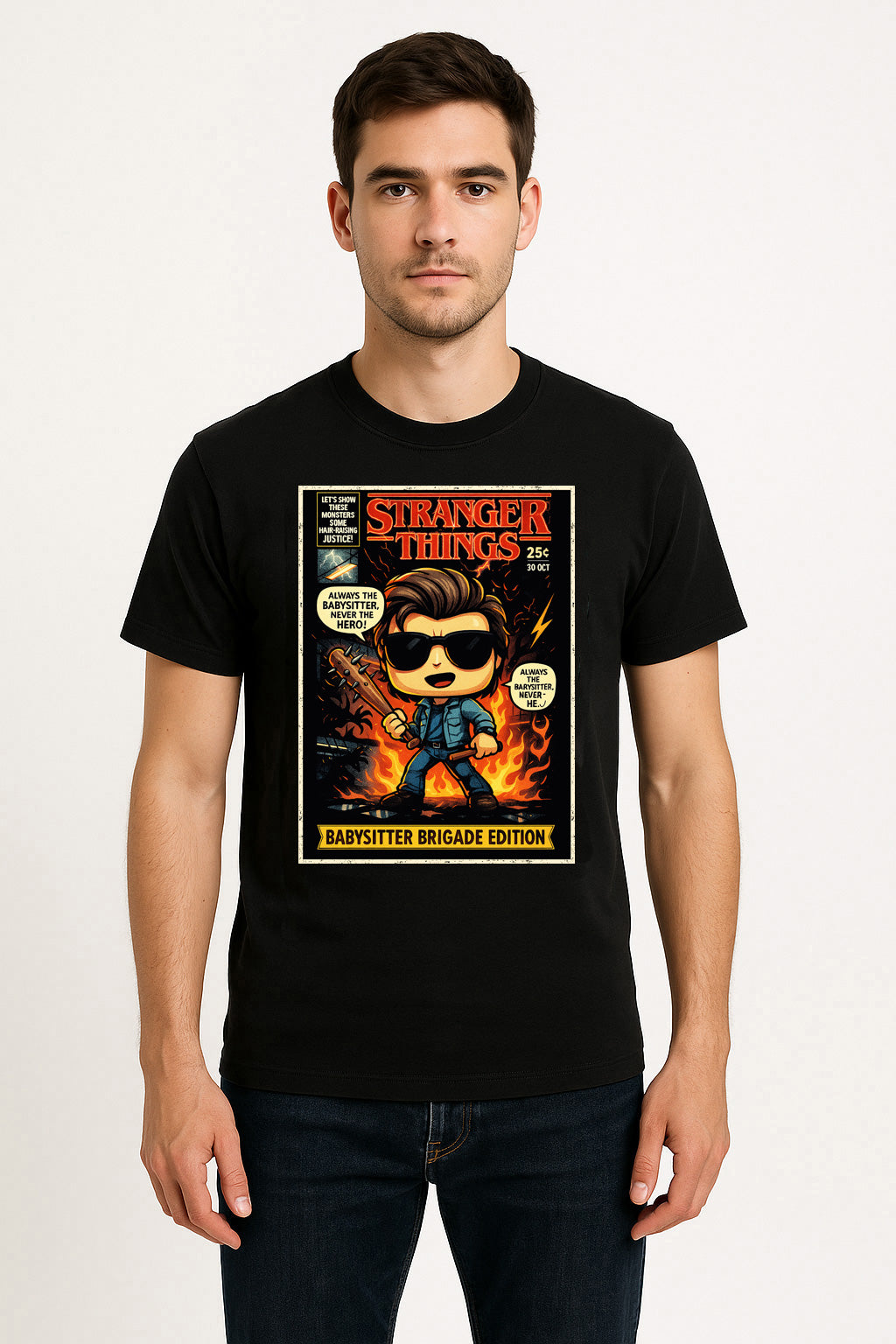 Stranger Things Steve Harrington Babysitter Brigade Edition Retro Comic Cover Unisex T-Shirt