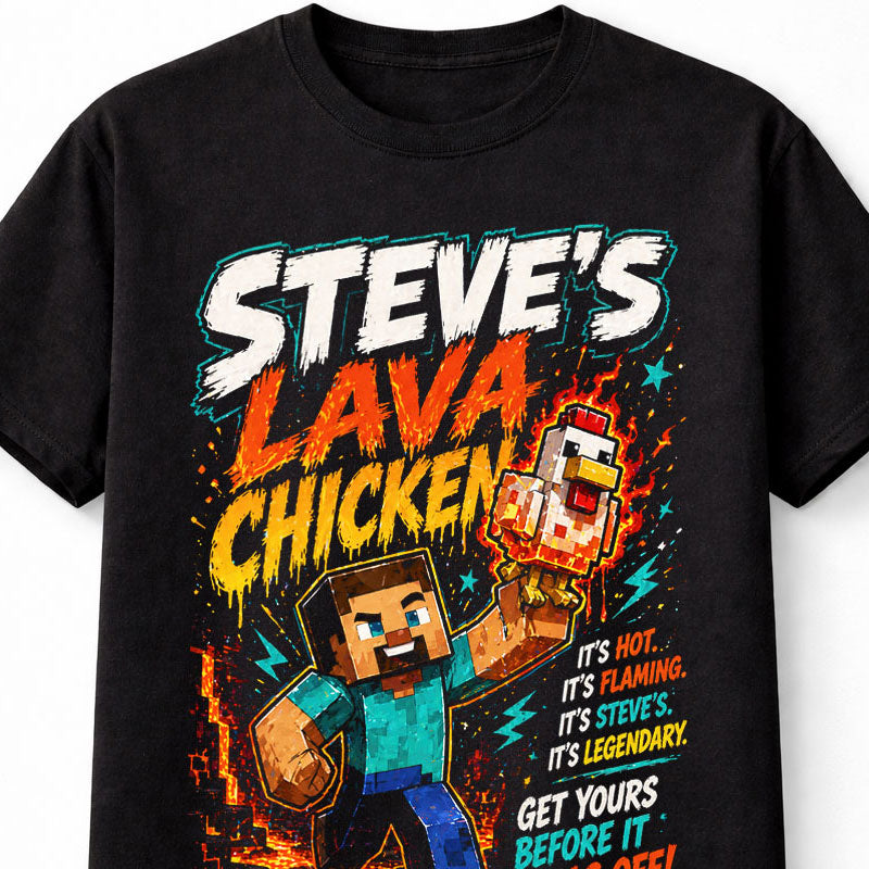 Minecraft Steve Lava Chicken Gamer Funny Game Graphic Unisex T-Shirt