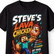 Minecraft Steve Lava Chicken Gamer Funny Game Graphic Unisex T-Shirt