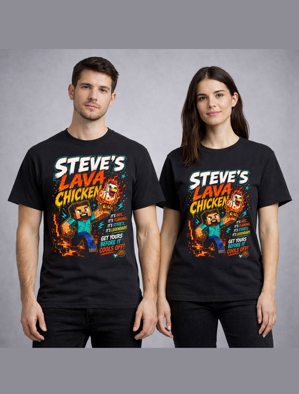 Minecraft Steve Lava Chicken Gamer Funny Game Graphic Unisex T-Shirt