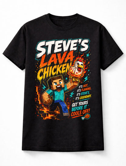 Minecraft Steve Lava Chicken Gamer Funny Game Graphic Unisex T-Shirt