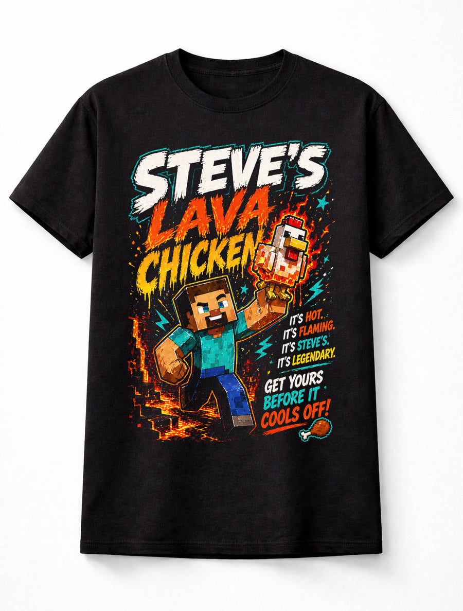 Minecraft Steve Lava Chicken Gamer Funny Game Graphic Unisex T-Shirt