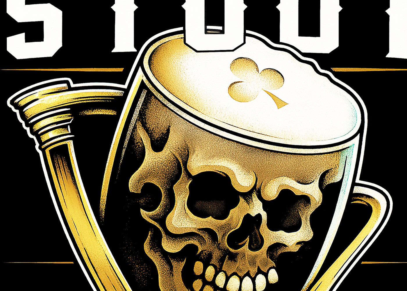 If In Doubt Drink a Stout T Shirt Skull Beer Guinness Graphic Funny Dark Ale Tee