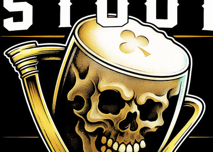 If In Doubt Drink a Stout T Shirt Skull Beer Guinness Graphic Funny Dark Ale Tee