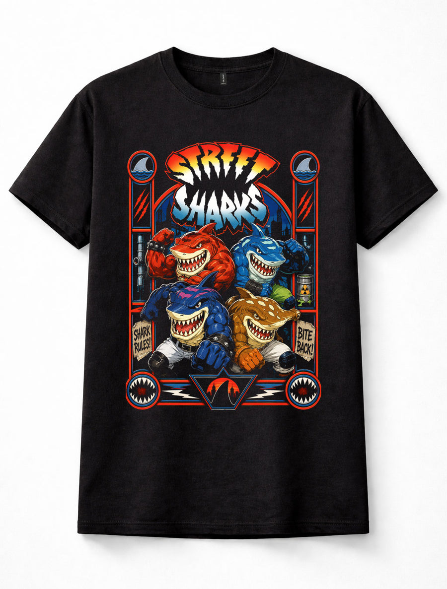 Street Sharks Ripster Jab Streex Big Slammu 90s Cartoon Black Unisex T-Shirt