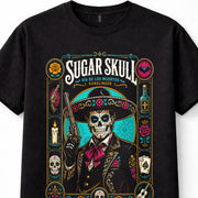 Sugar Skull Gunslinger Cowboy Day Of The Dead Mexican Western Unisex T-Shirt