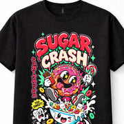 Sugar Crash Donut Candy Sweets Funny Food Cartoon Retro Pop Art Unisex T-Shirt