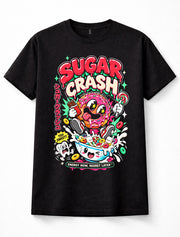 Sugar Crash Donut Candy Sweets Funny Food Cartoon Retro Pop Art Unisex T-Shirt