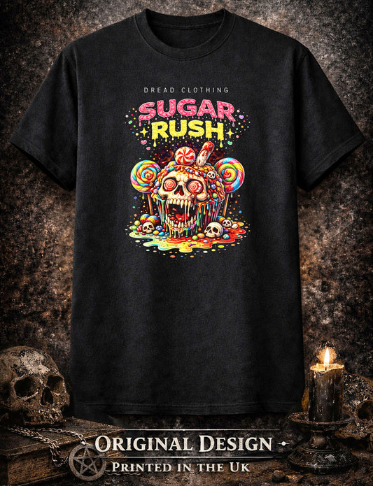 Sugar Rush Skull Unisex Toxic Gothic T-Shirt Horror Candy Dark Alt Tee