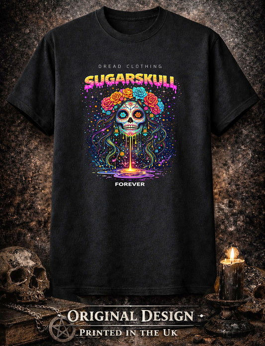Sugarskull Forever Unisex Toxic Gothic Día de los Muertos Skull T-Shirt