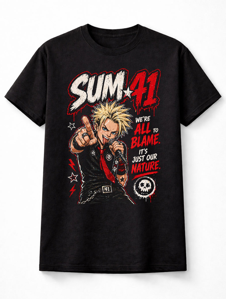 Sum 41 We’re All To Blame Graphic T-Shirt Pop Punk Rock Band Fan Tee 2000s Music Lyrics Shirt Adult & Kids Unisex T-Shirt