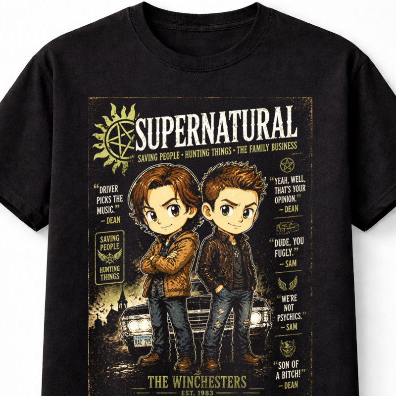 Supernatural Winchester Brothers Dean Sam Graphic Tee TV Series Shirt Unisex Adults & Kids T-Shirt