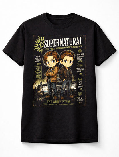 Supernatural Winchester Brothers Dean Sam Graphic Tee TV Series Shirt Unisex Adults & Kids T-Shirt
