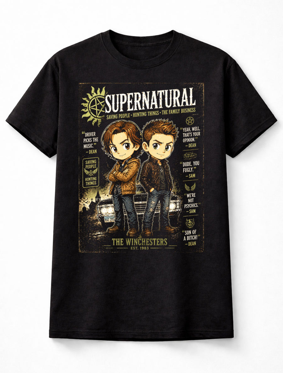 Supernatural Winchester Brothers Dean Sam Graphic Tee TV Series Shirt Unisex Adults & Kids T-Shirt