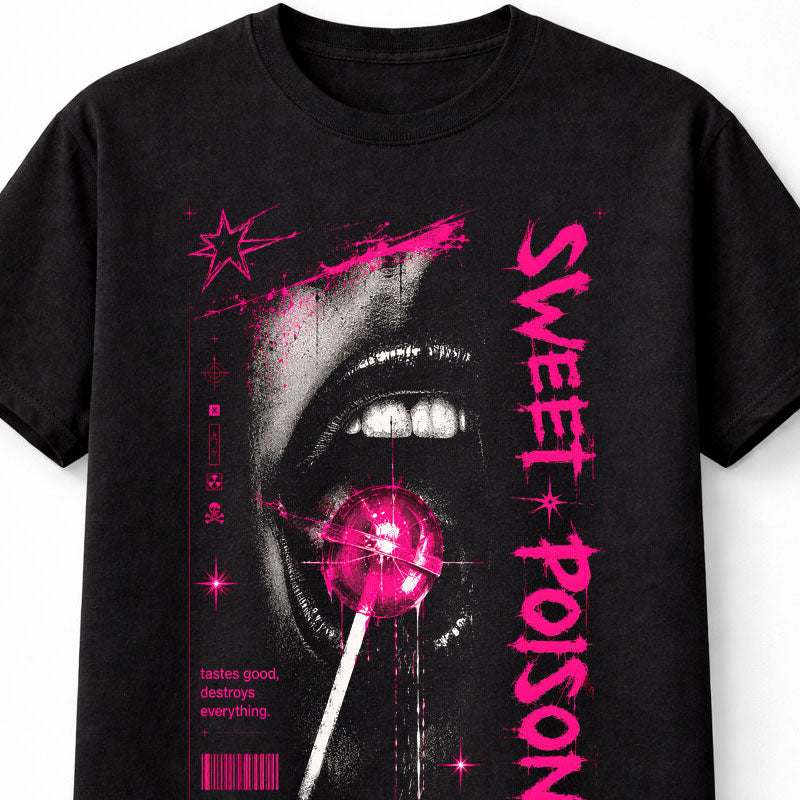 Sweet Poison Y2K Goth Candy Grunge Graphic Black Unisex T-Shirt