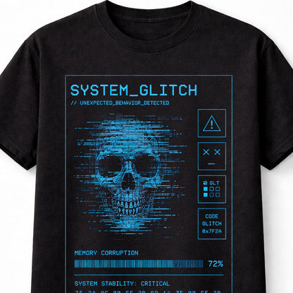 System Glitch Cyber Skull Memory Corruption Y2K Unisex T-Shirt