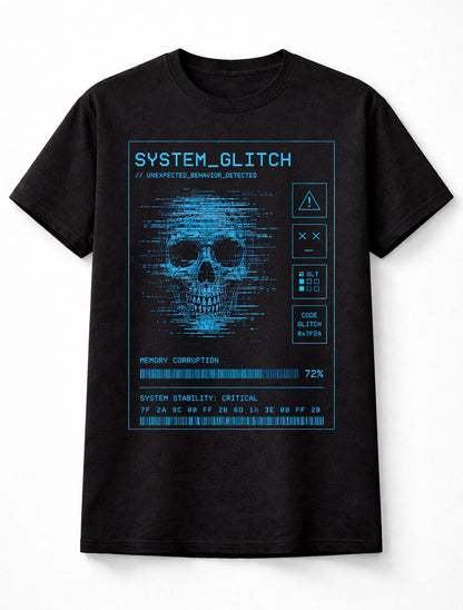 System Glitch Cyber Skull Memory Corruption Y2K Unisex T-Shirt