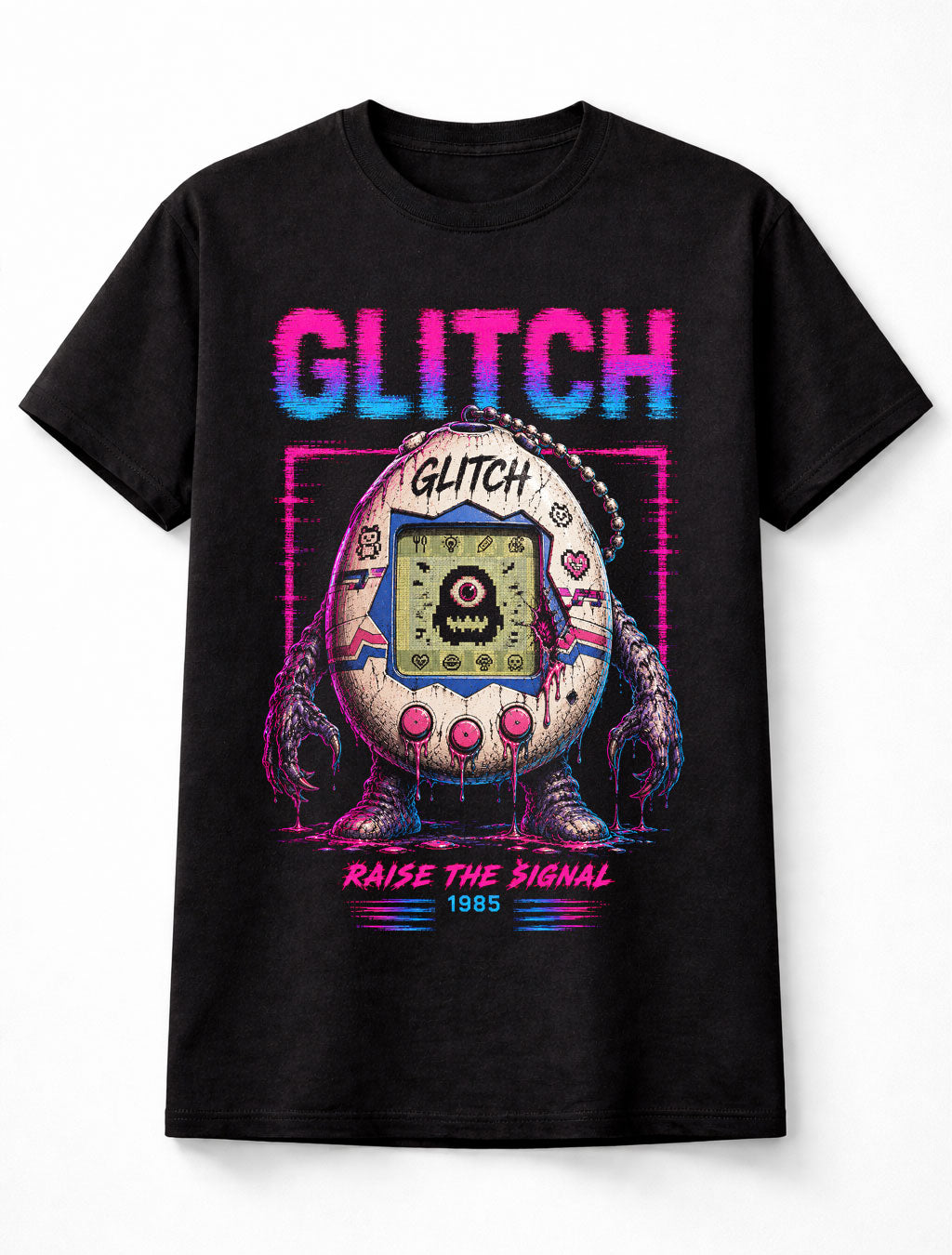 Glitch Virtual Pet Monster Retro Gaming Horror 1985 Unisex T-Shirt
