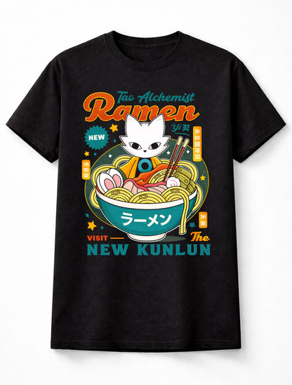 Tao Alchemist Ramen Cat T-Shirt Anime Noodle Graphic Tee Adults & Kids Unisex T-Shirt