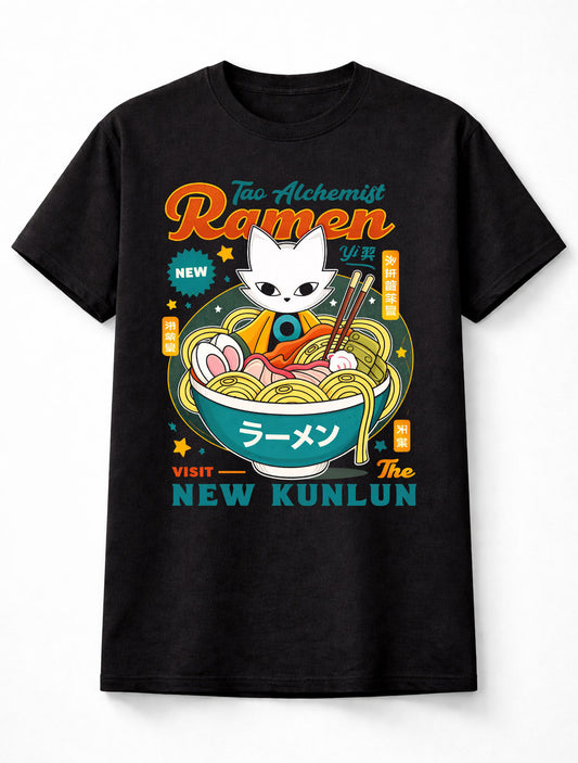 Tao Alchemist Ramen Cat T-Shirt Anime Noodle Graphic Tee Adults & Kids Unisex T-Shirt
