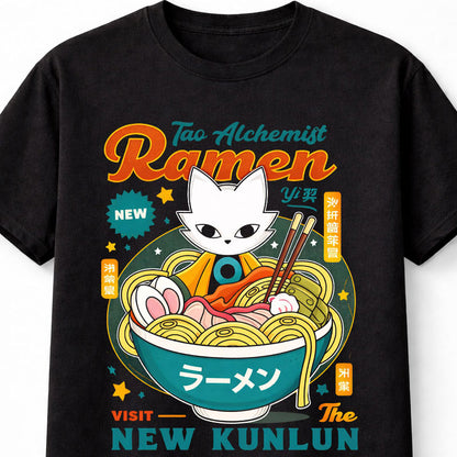 Tao Alchemist Ramen Cat T-Shirt Anime Noodle Graphic Tee Adults & Kids Unisex T-Shirt