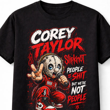 Corey Taylor Slipknot Graphic T-Shirt Metal Band Tee Red Black Heavy Metal Shirt People = Shit But We’re Not People Adults & Kids Unisex T-Shirt