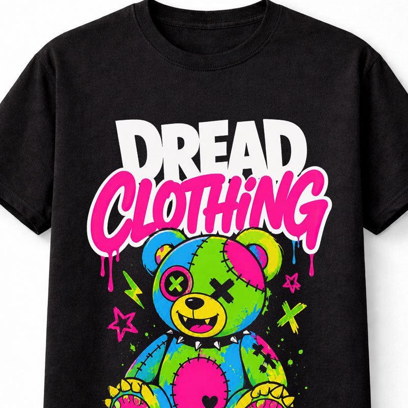 Patchwork Teddy Bear Horror Gothic Neon Monster Unisex T-Shirt