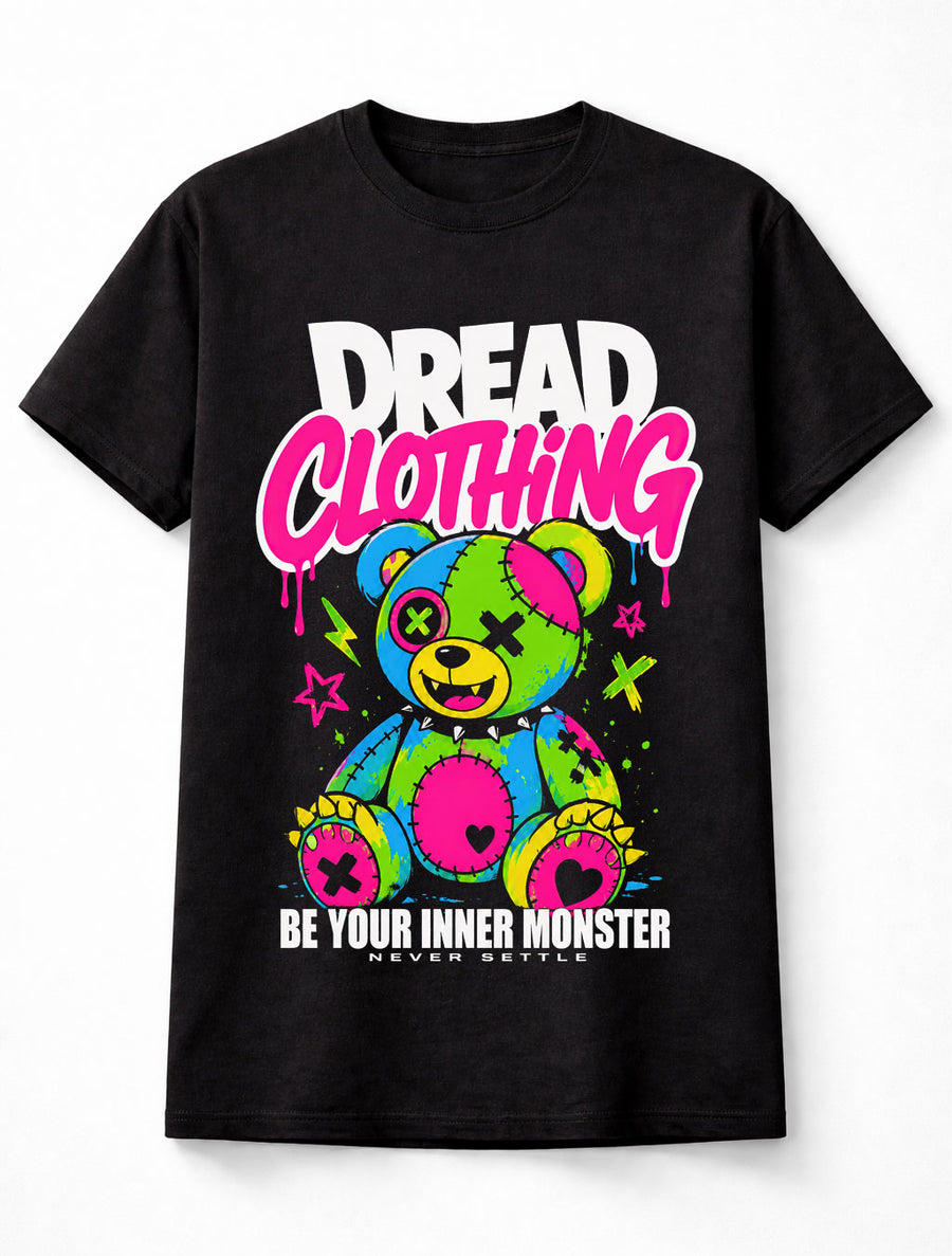 Patchwork Teddy Bear Horror Gothic Neon Monster Unisex T-Shirt