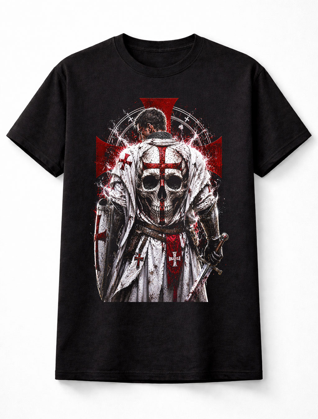Knights Templar Skull Crusader Medieval Gothic Unisex T-Shirt