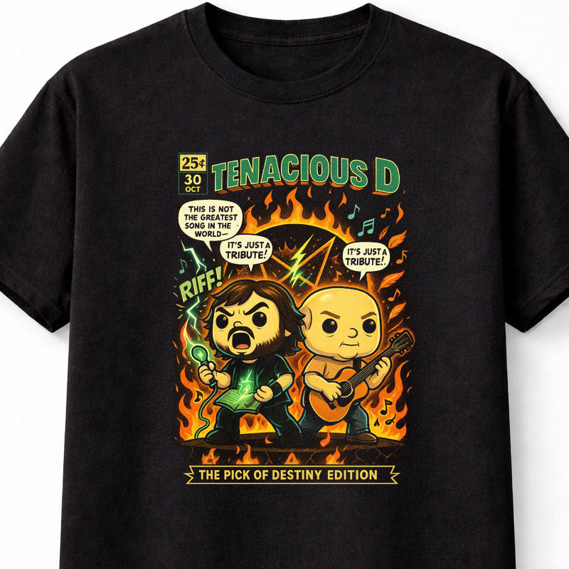 Jack Black Tenacious D T-Shirt Pick Of Destiny Unisex Black Graphic Tee