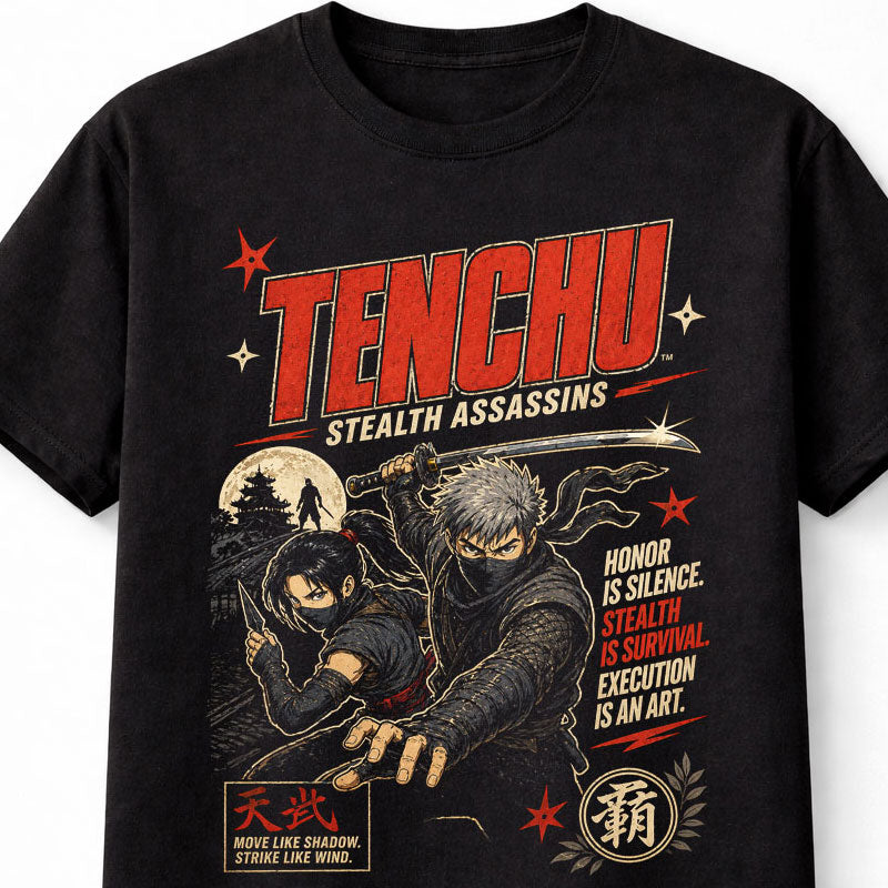 Tenchu Stealth Assassins T-Shirt Retro PlayStation Ninja Game Graphic Tee Rikimaru Ayame Character Shirt Stealth Action Samurai Adults & Kids Unisex T-Shirt