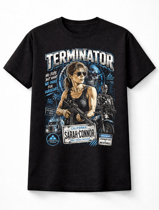 Terminator Sarah Connor T-800 Sci-Fi Action Movie Unisex T-Shirt