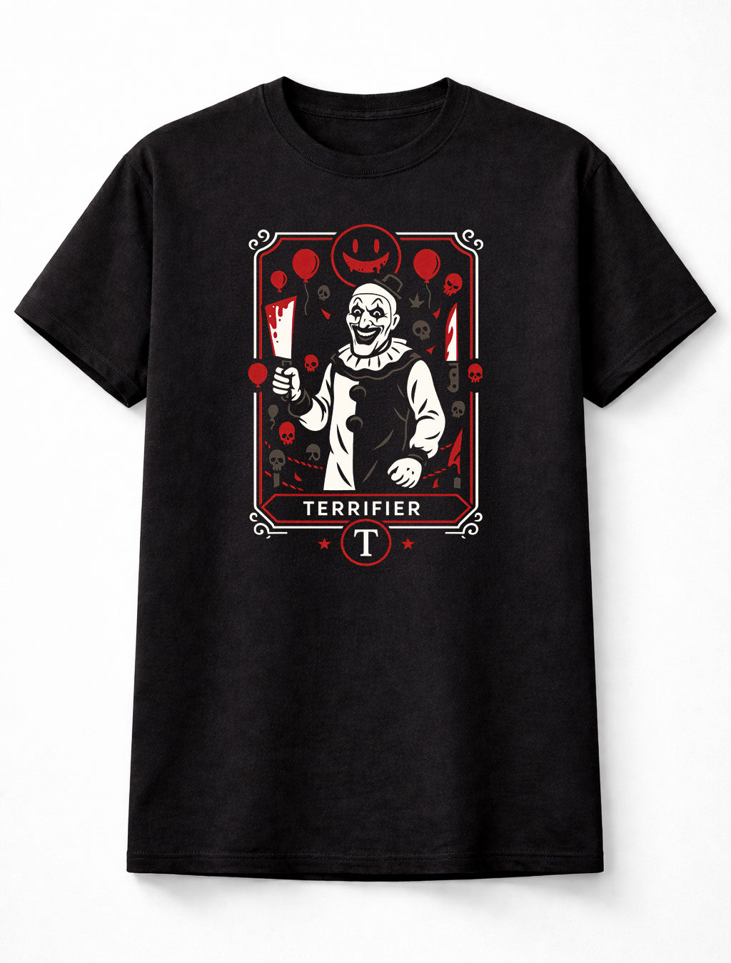 Art the Clown Terrifier Vintage Horror Card Unisex Black Graphic Tee