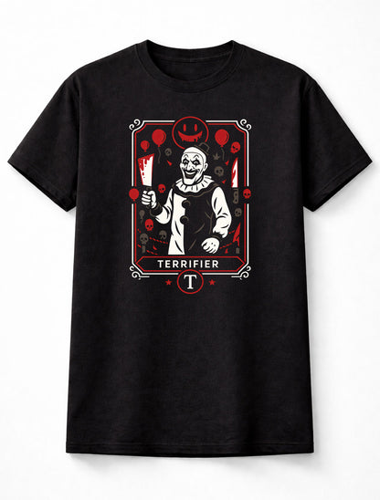 Art the Clown Terrifier Vintage Horror Card Unisex Black Graphic Tee