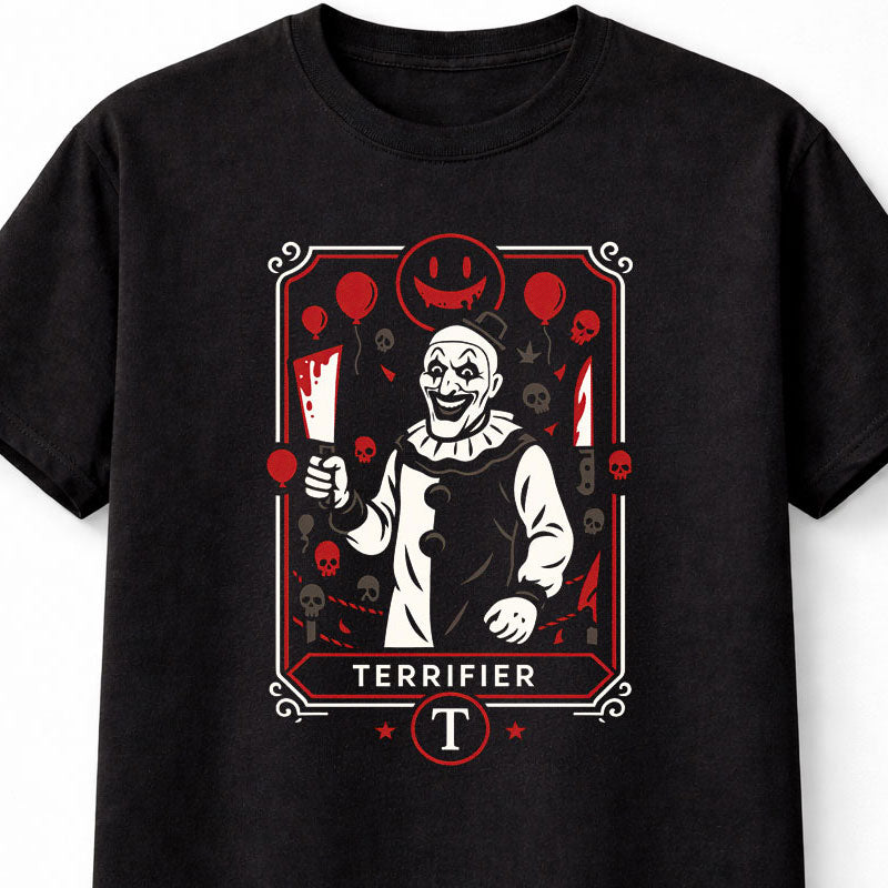 Art the Clown Terrifier Vintage Horror Card Unisex Black Graphic Tee