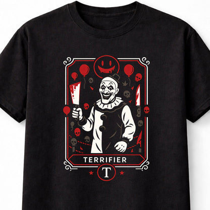 Art the Clown Terrifier Vintage Horror Card Unisex Black Graphic Tee
