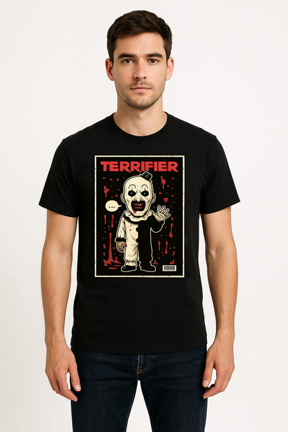 Art the Clown “Terrifier” Comic Style T-Shirt – Cult Horror Graphic Tee for Slasher Movie Fans