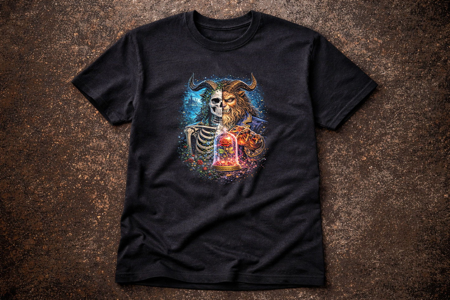 The Beast Beauty and the Beast Skull T Shirt Dark Fairy Tale Gothic Unisex Tee