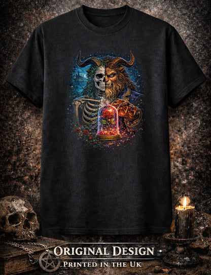 The Beast Beauty and the Beast Skull T Shirt Dark Fairy Tale Gothic Unisex Tee