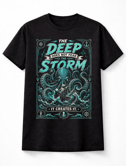 Deep Sea Kraken Octopus Storm Ocean Nautical Quote Unisex T-Shirt