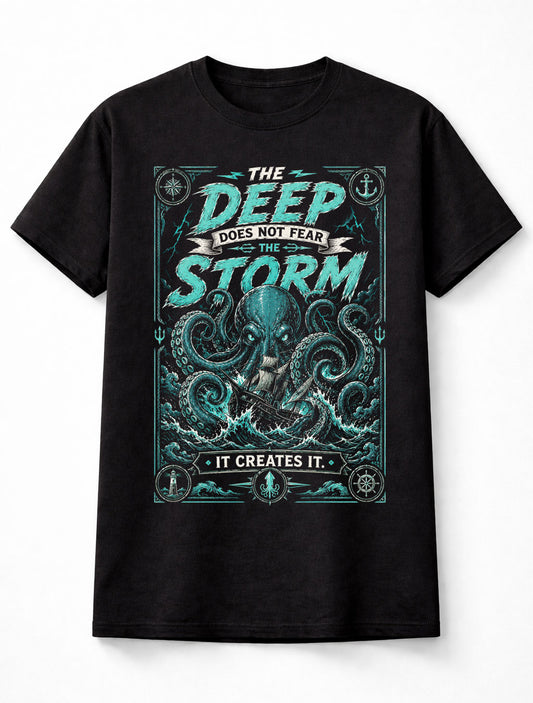 Deep Sea Kraken Octopus Storm Ocean Nautical Quote Unisex T-Shirt