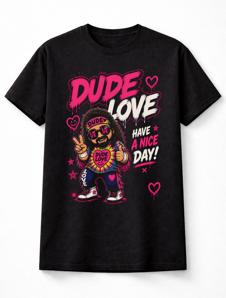 Dude Love Mick Foley WWE Cartoon Retro Wrestling Graphic Unisex T-Shirt