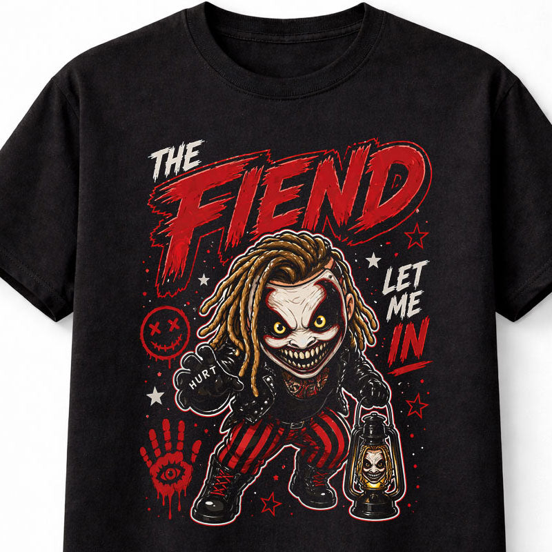 The Fiend Let Me In Wrestling T-Shirt – Horror Mask Lantern Graphic Scary Fan Tee Adults & Kids Unisex T-Shirt