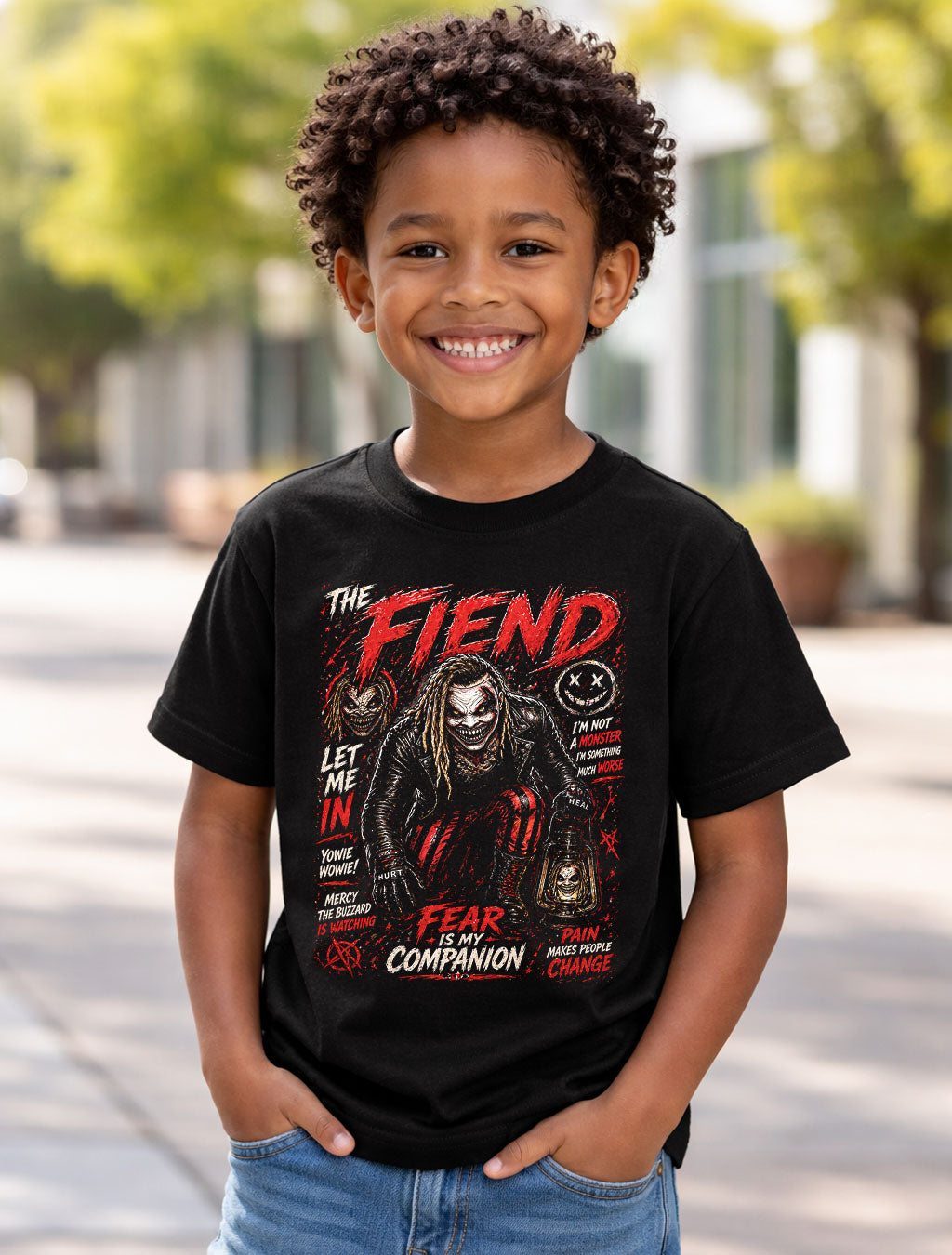 The Fiend Fear Is My Companion Wrestling T-Shirt – Let Me In Horror Mask Fan Tee Adults & Kids Unisex T-Shirt